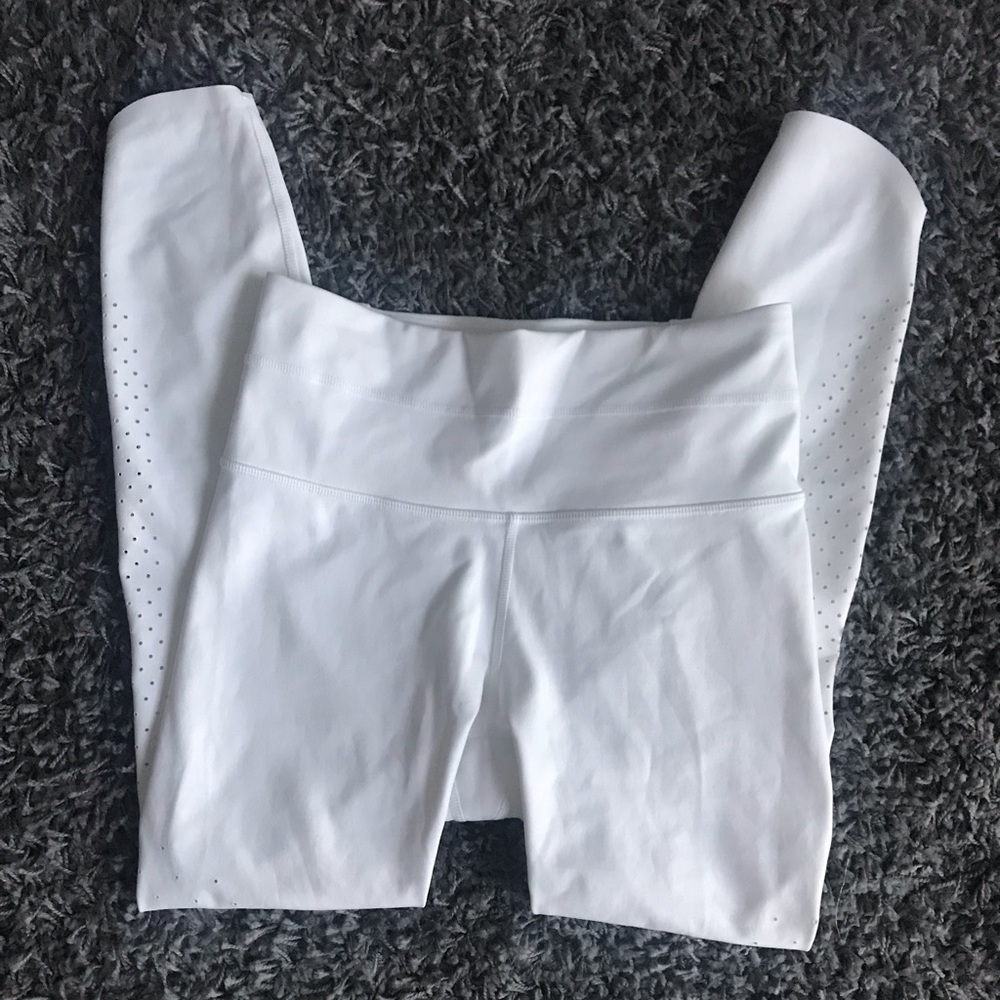 Athleta White leggings with leg details